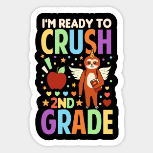 I'm Ready To Crush 2nd Grade Unicorn Sloth Back To School Sticker